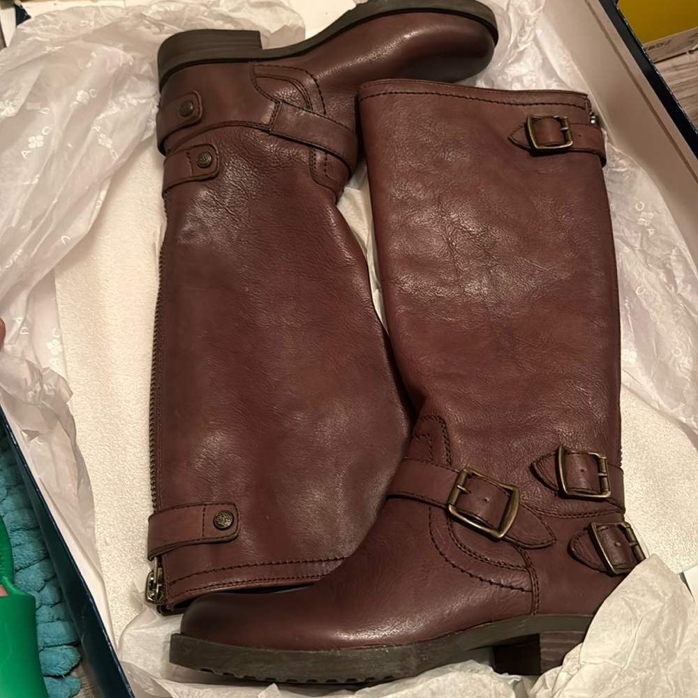 Size 6 brown dark chocolate At-Ella knee boots Arturo Chiang nwt